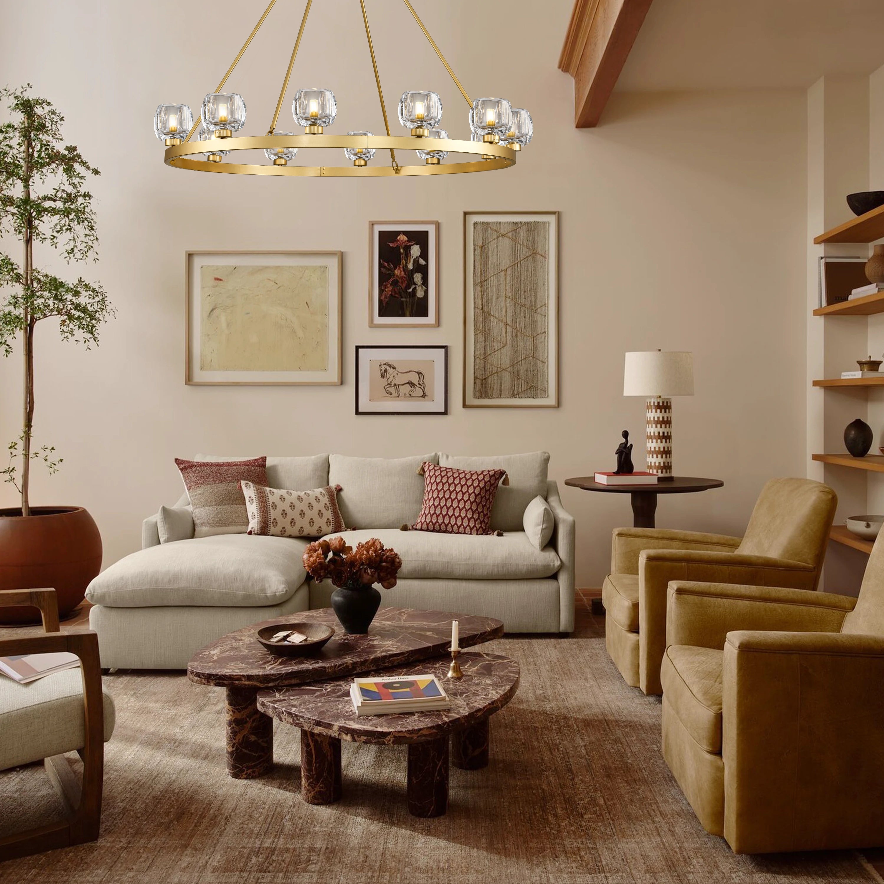 Vellum Round Chandelier 122cm D