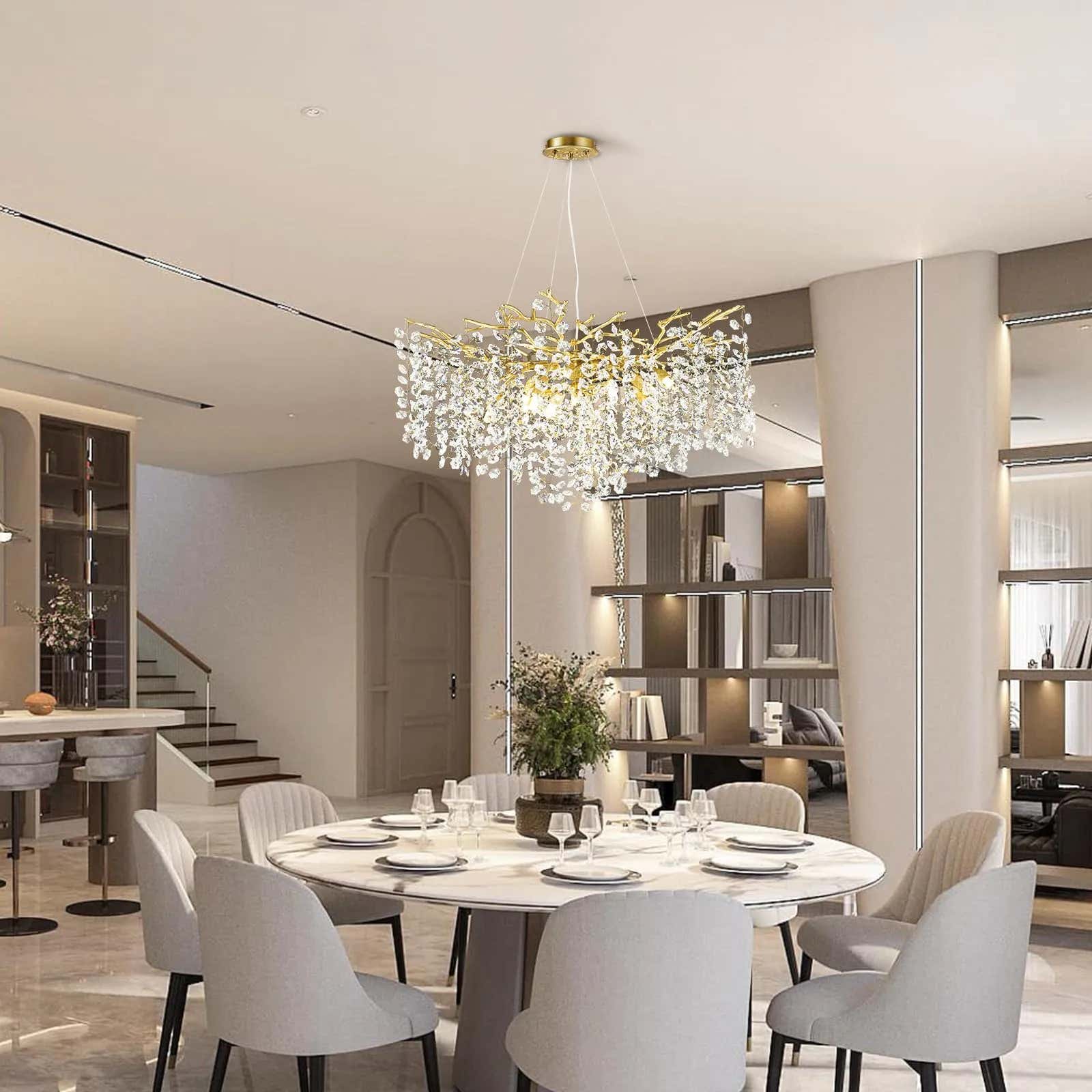 Lustre Branches Crystal Round Chandelier for All Rooms 76cm