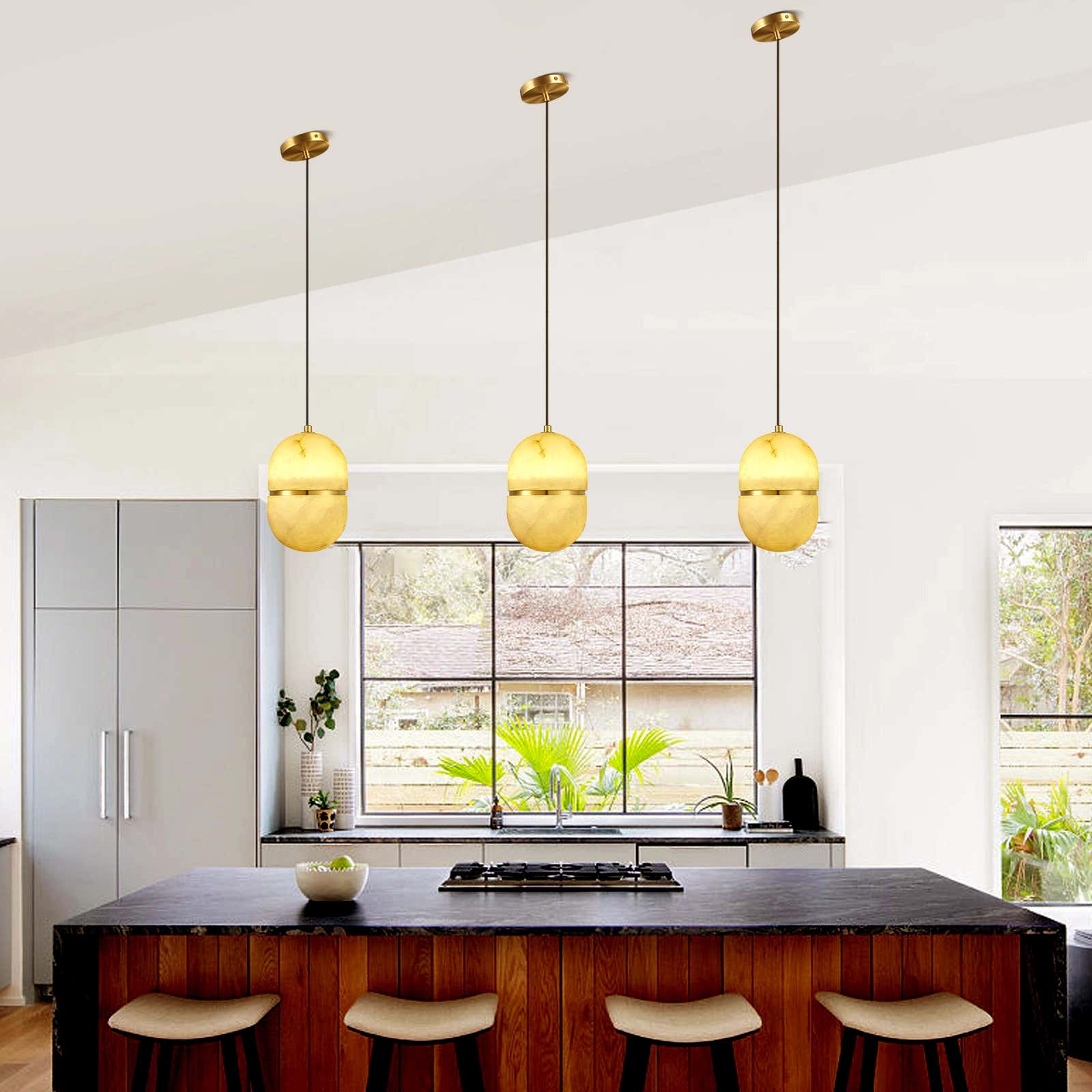 Hecate Alabaster Modern Pendant 14cm