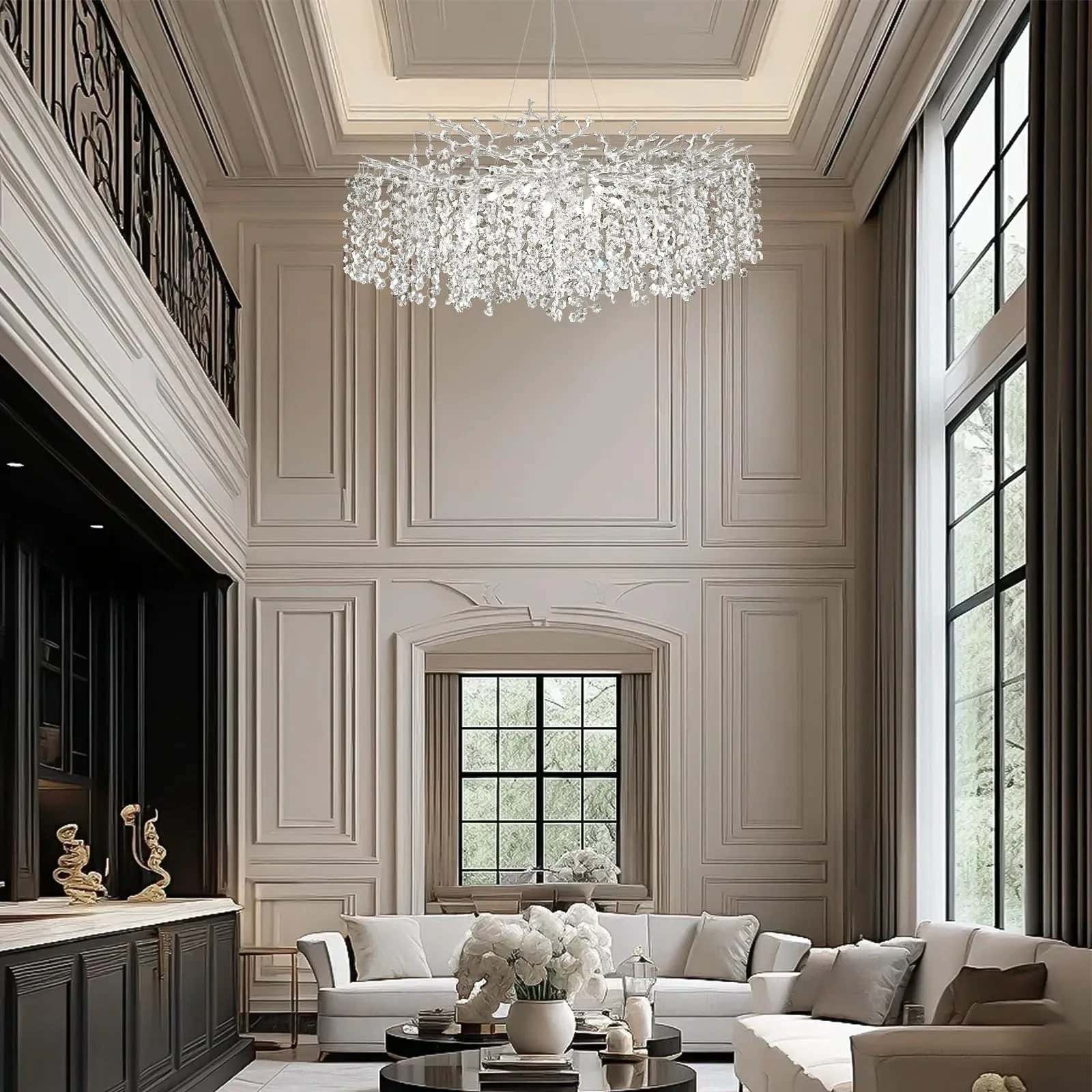 Lustre Branches Crystal Round Chandelier for All Rooms 102cm