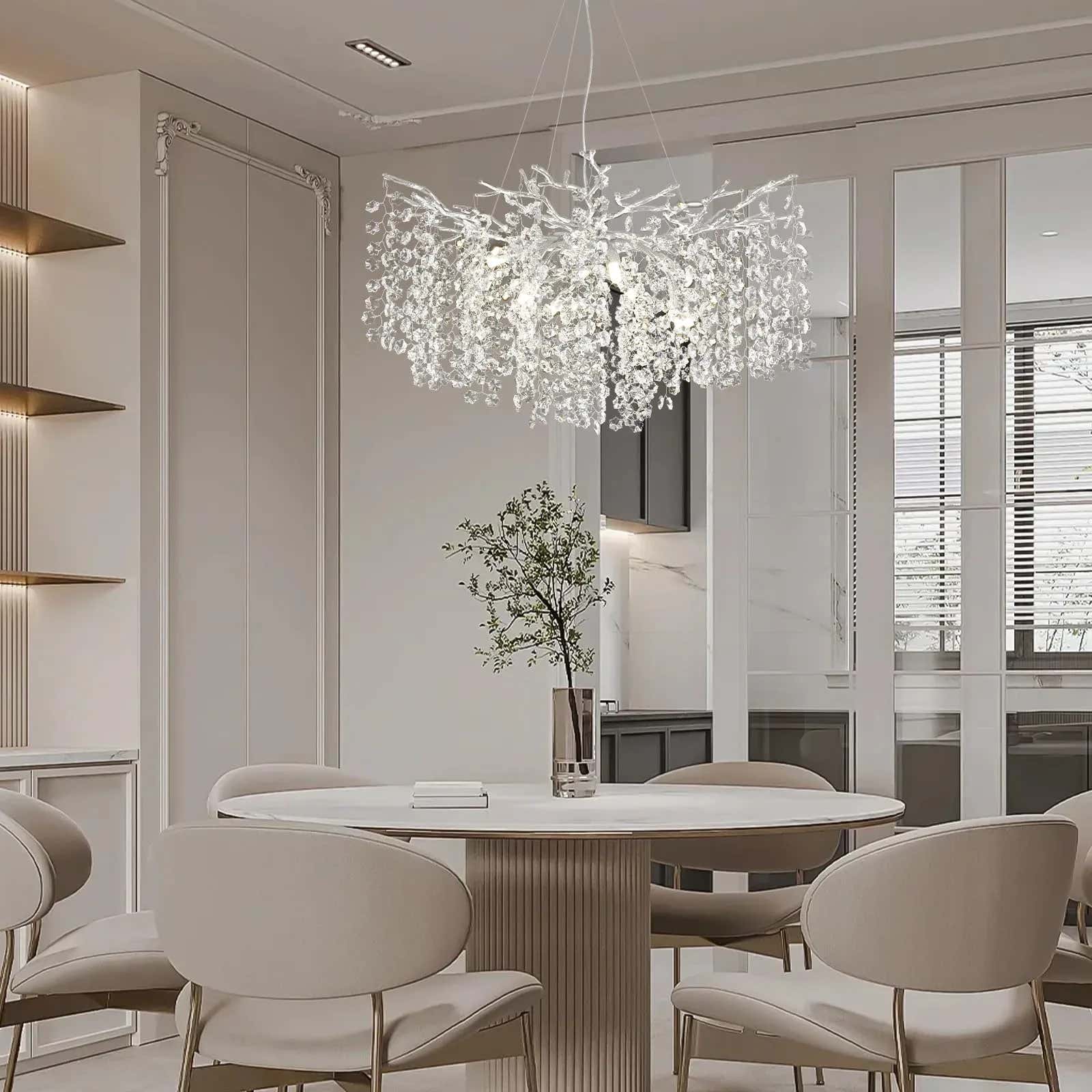 Lustre Branches Crystal Round Chandelier for All Rooms 76cm