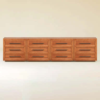 Alvar 126″ Oak 12-Drawer Chest(Set of 4)