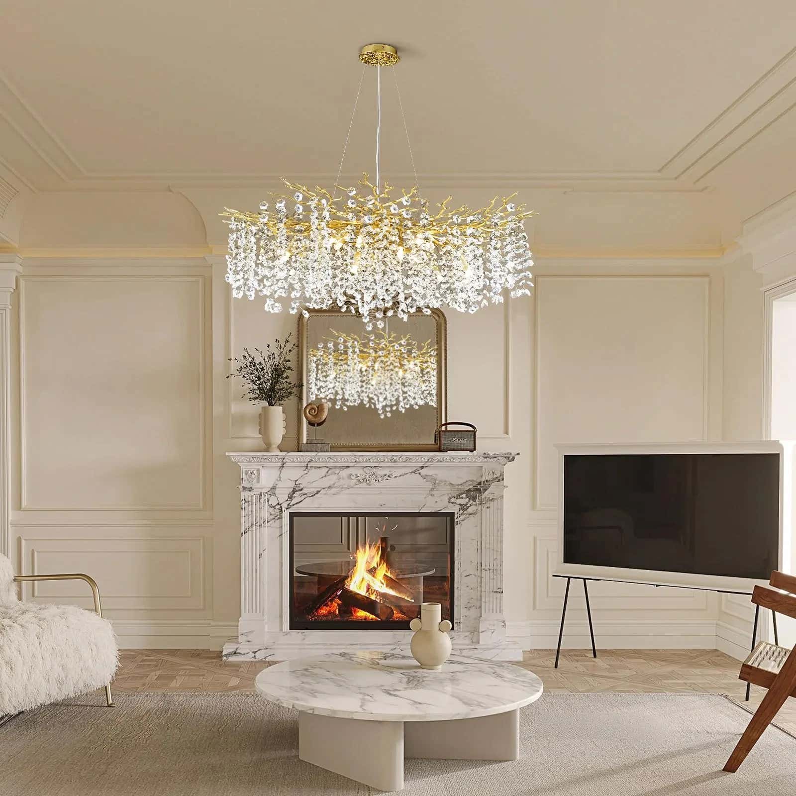 Lustre Branches Crystal Round Chandelier for All Rooms 102cm