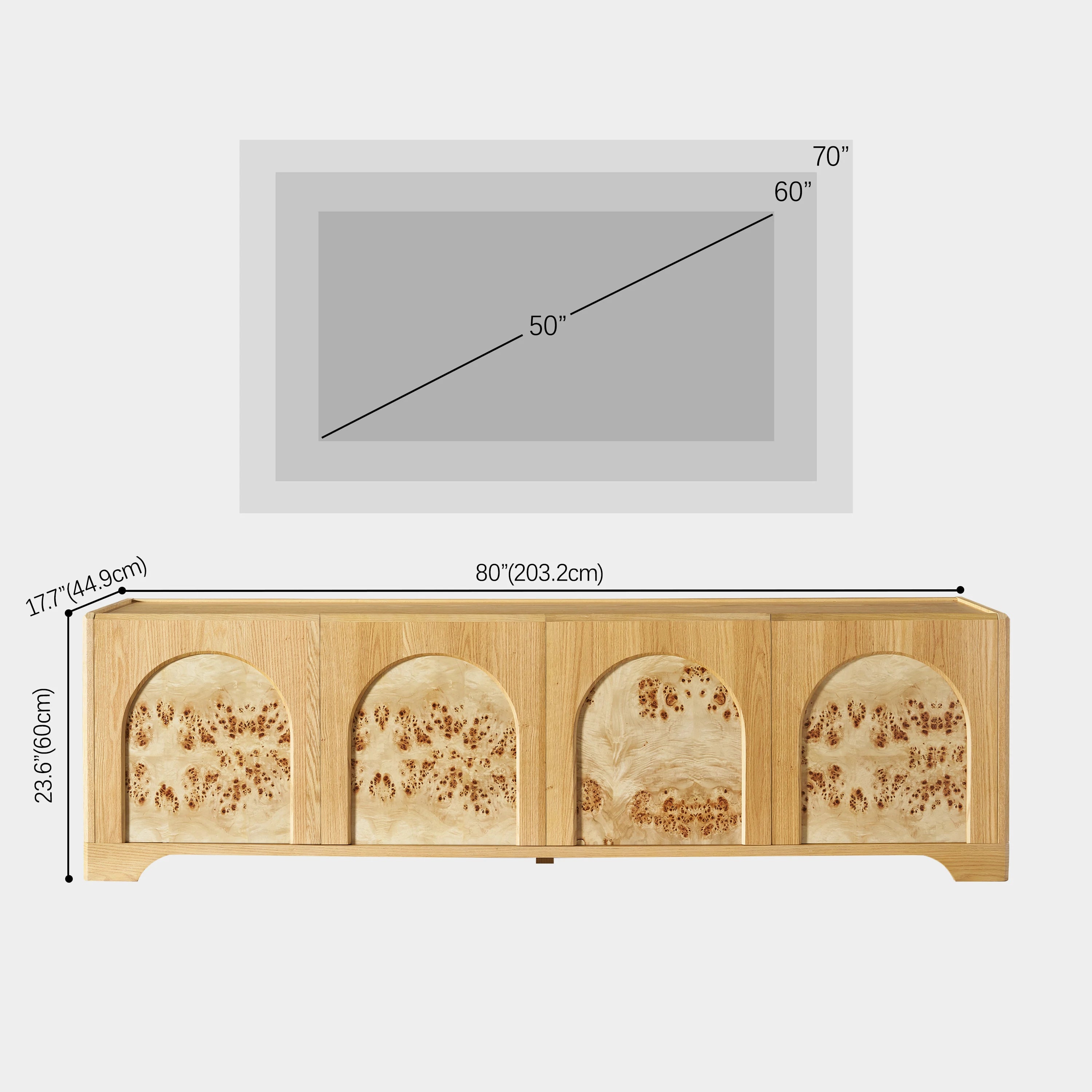 Aurora Oak Media Console 80"