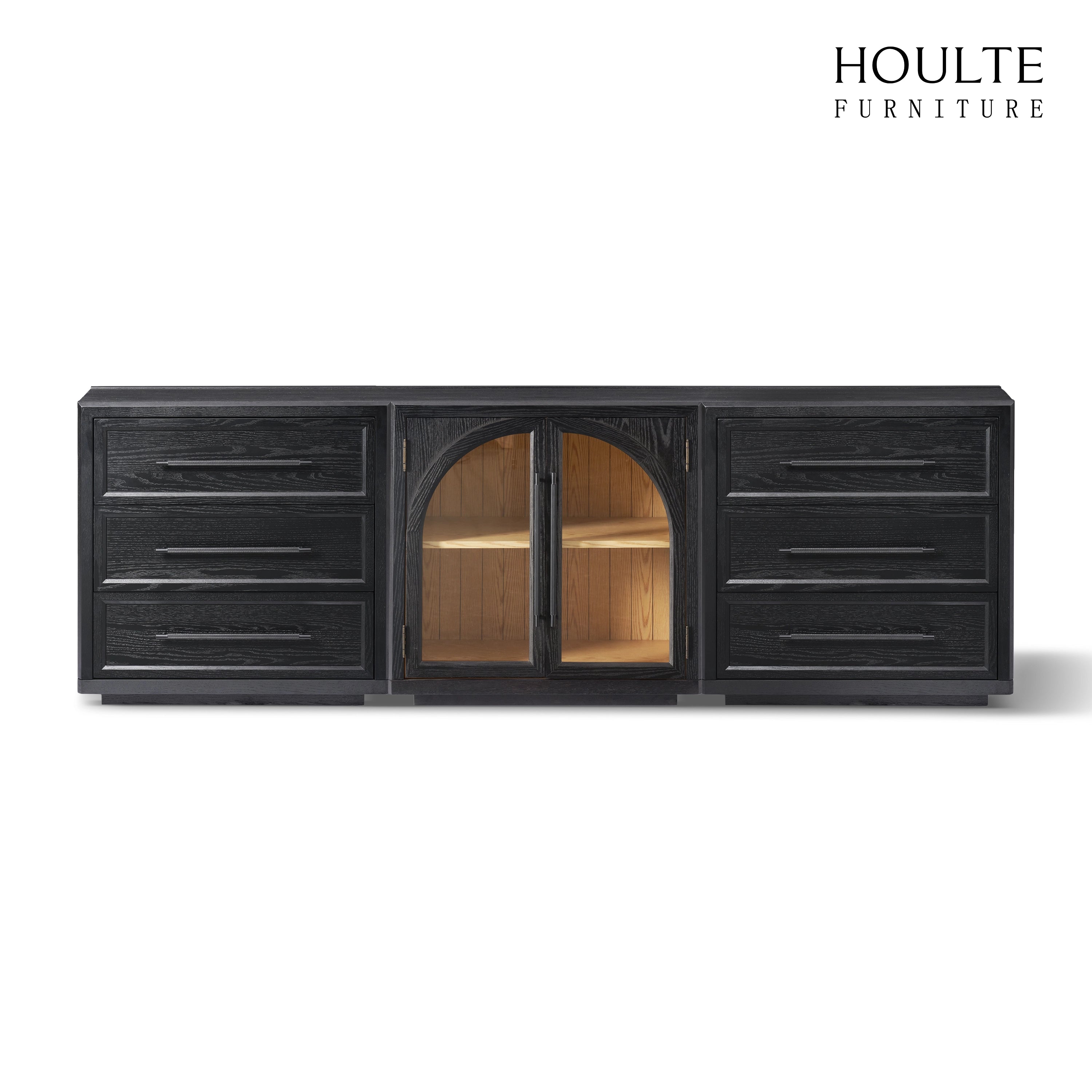 Alvar Arched 94.5″ Oak Modular Media Console(Set of 3)