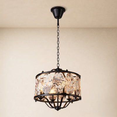 Pietra Snowland Marble Oval Disc Round Chandelier 25"D