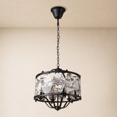 Pietra Snowland Marble Oval Disc Round Chandelier 25"D