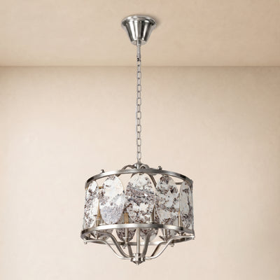 Pietra Snowland Marble Oval Disc Round Chandelier 25"D