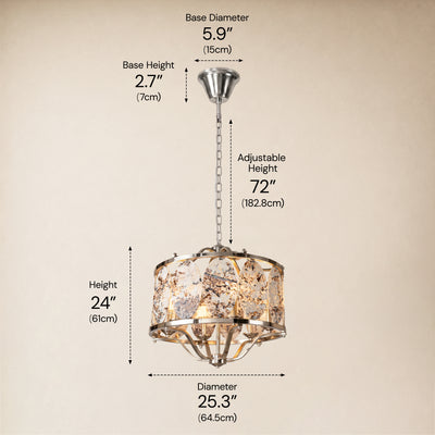 Pietra Snowland Marble Oval Disc Round Chandelier 25"D
