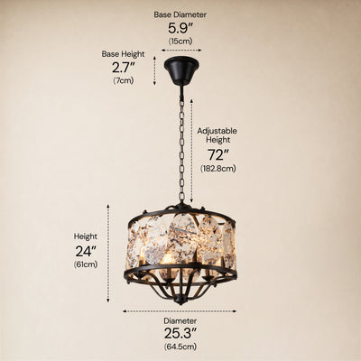 Pietra Snowland Marble Oval Disc Round Chandelier 25"D