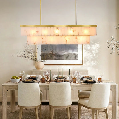 Solmare Alabaster Rectangular Chandelier 138cm