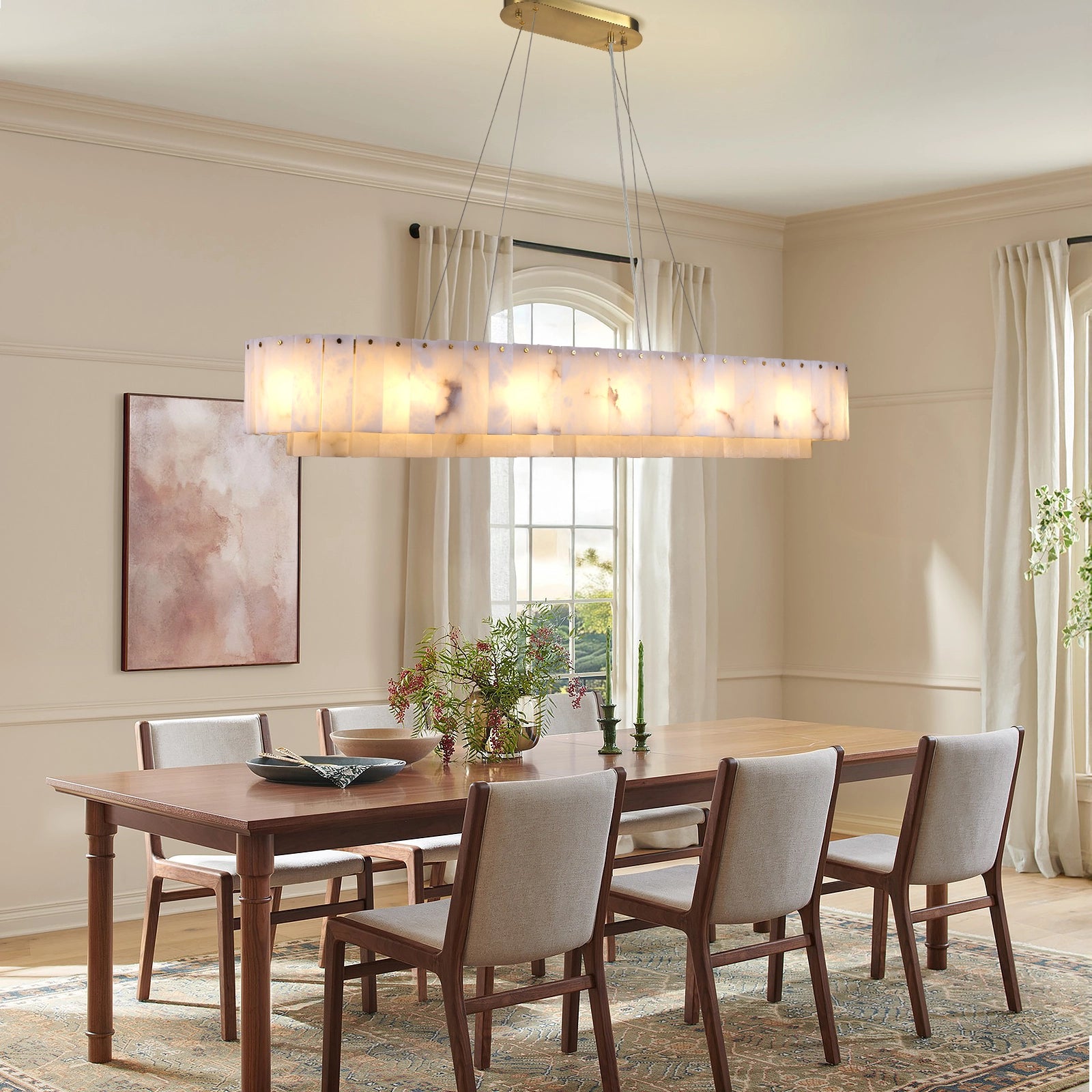 Sawyer Alabaster Rectangle Chandelier 137cm L