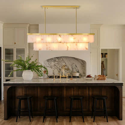 Solmare Alabaster Rectangular Chandelier 55"W