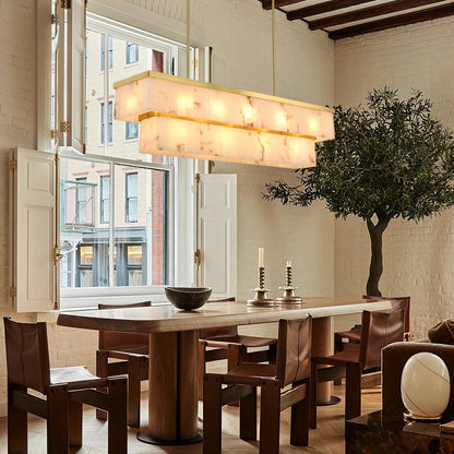 Solmare Alabaster Rectangular Chandelier 138cm