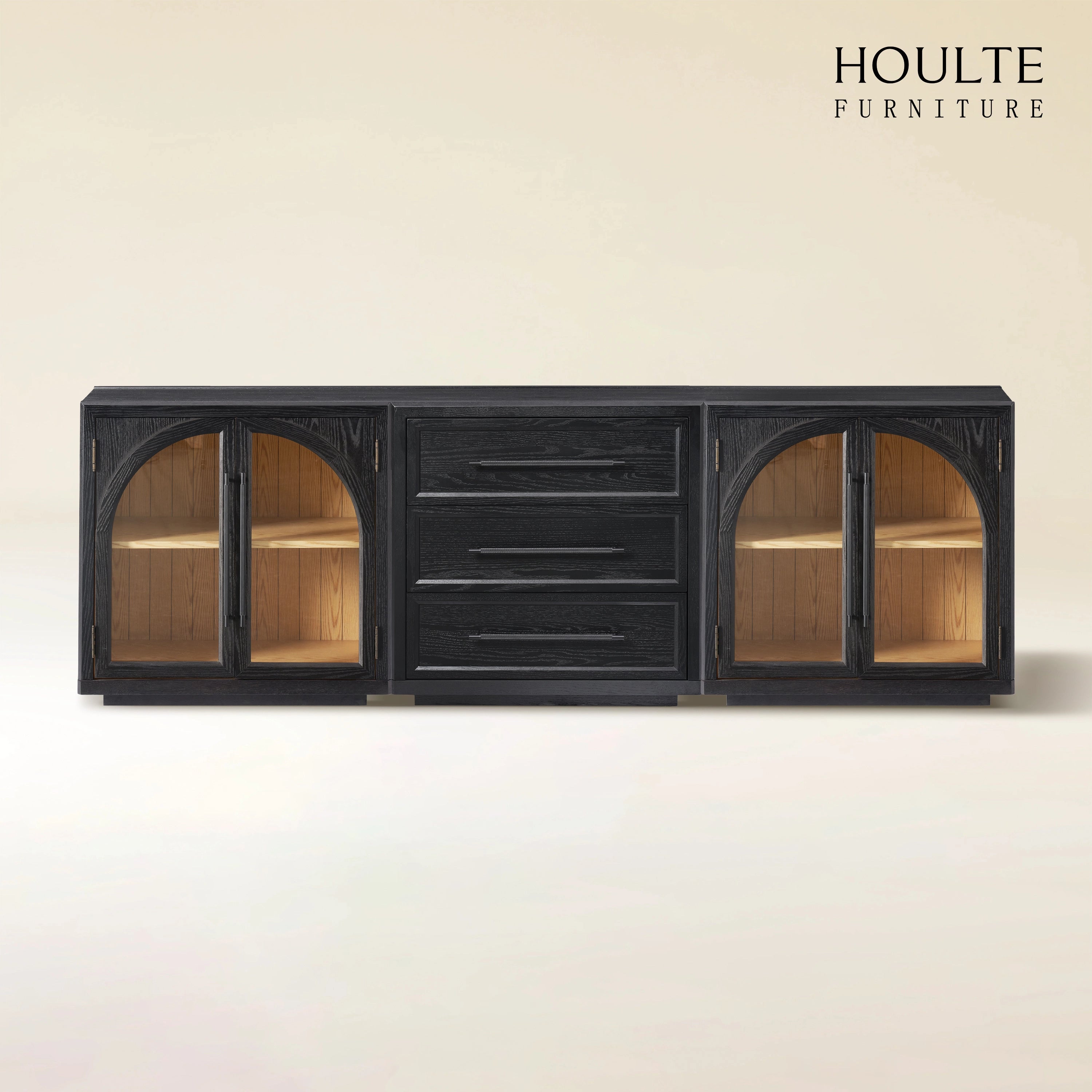 Alvar Arched 94.5″ Oak Modular Media Console(Set of 3)